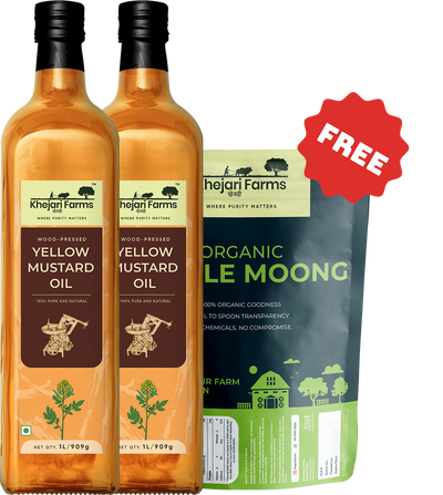 Yellow Mustard Oil (2L) + Free Organic Whole Moong (500g)